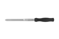 Ein langes Backformmesser mit schwarzem Griff