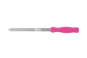 Ein langes Backformmesser mit pinken Griff