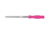 Ein langes Backformmesser mit pinken Griff