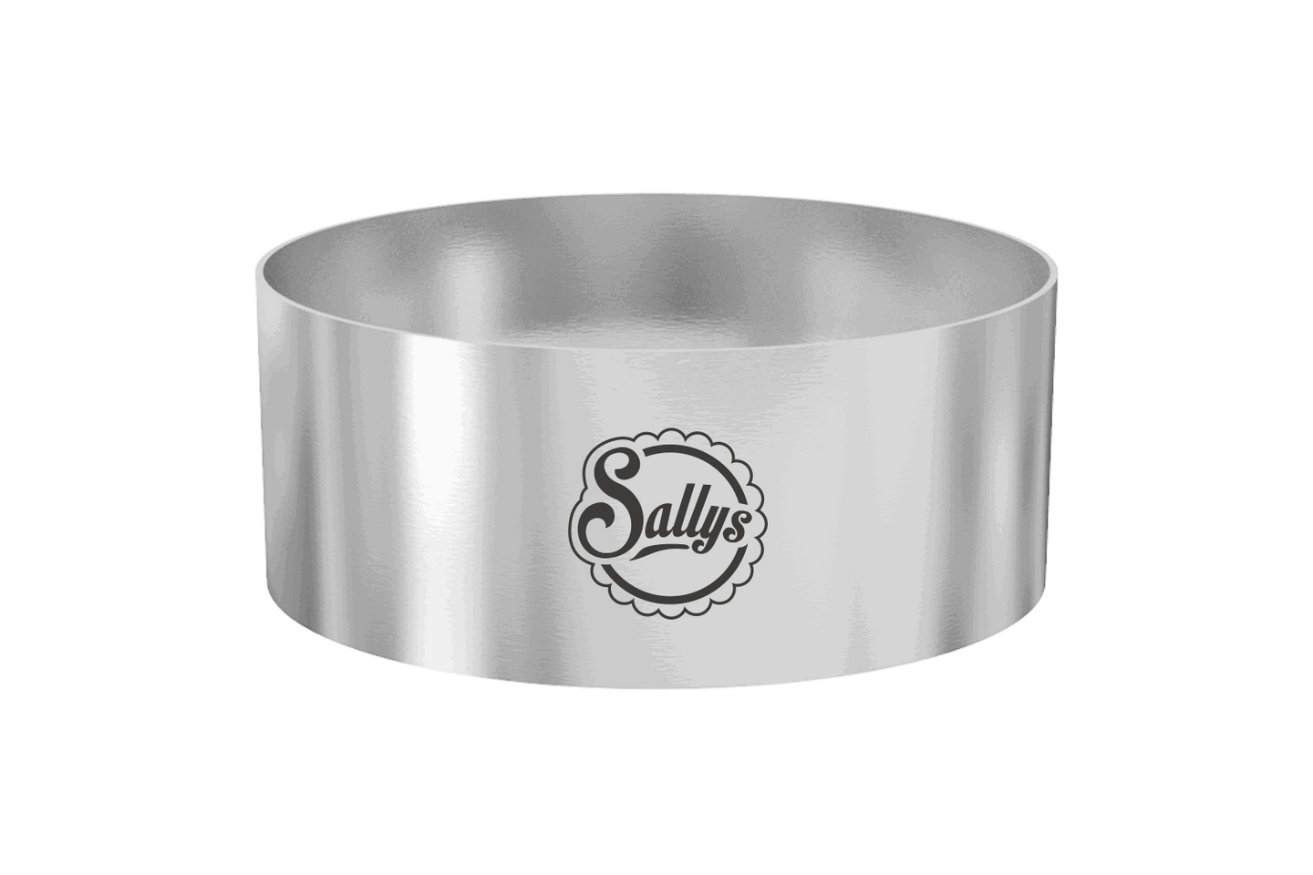 Ein silberner Mini-Backring mit Sallys Logo