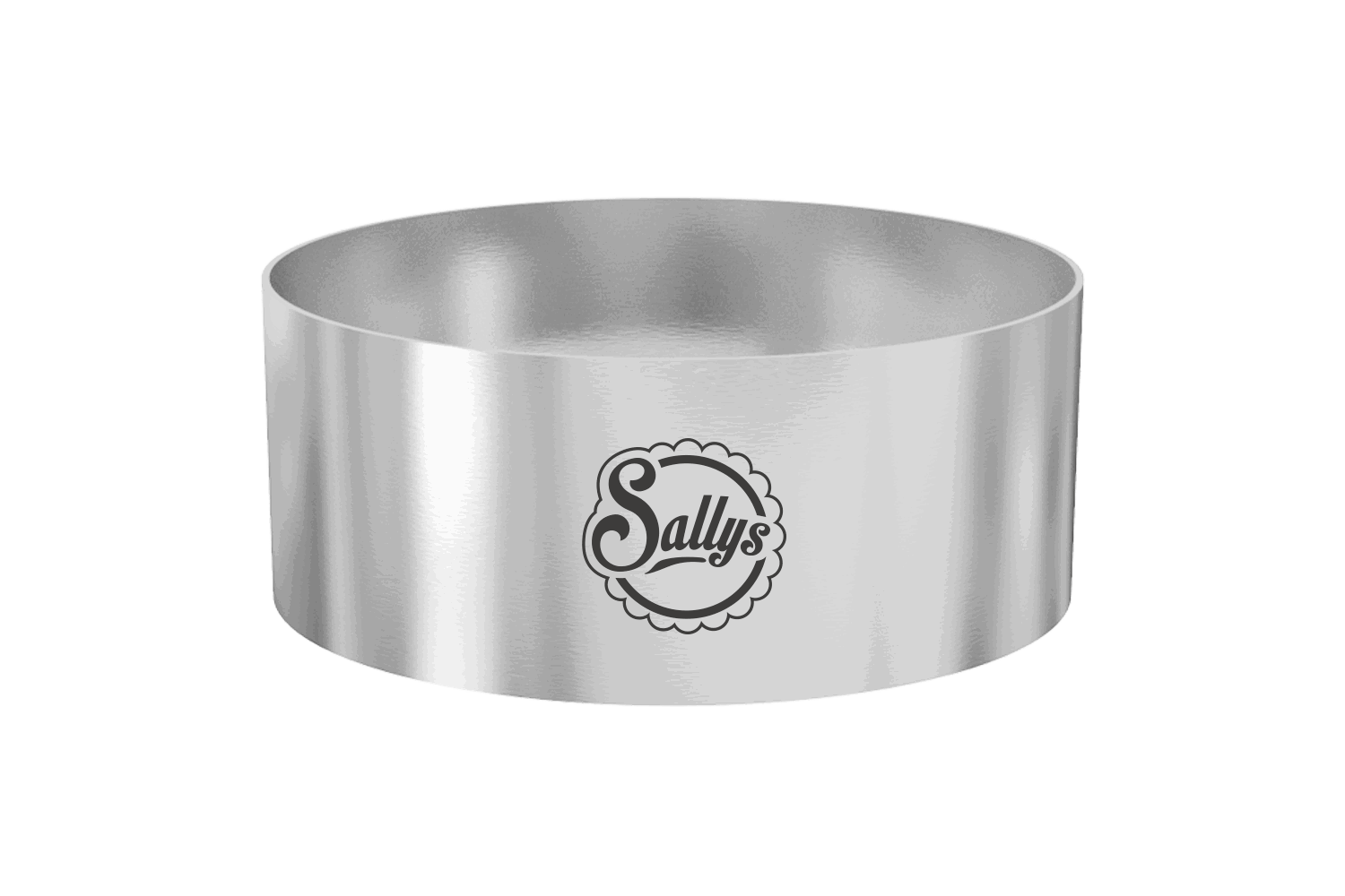 Ein silberner Mini-Backring mit Sallys Logo