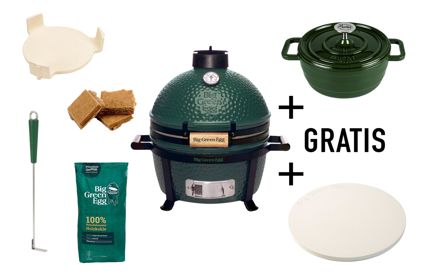 Big Green Egg MiniMax Starterset - inklusive Pizzastein und Gusseisentopf