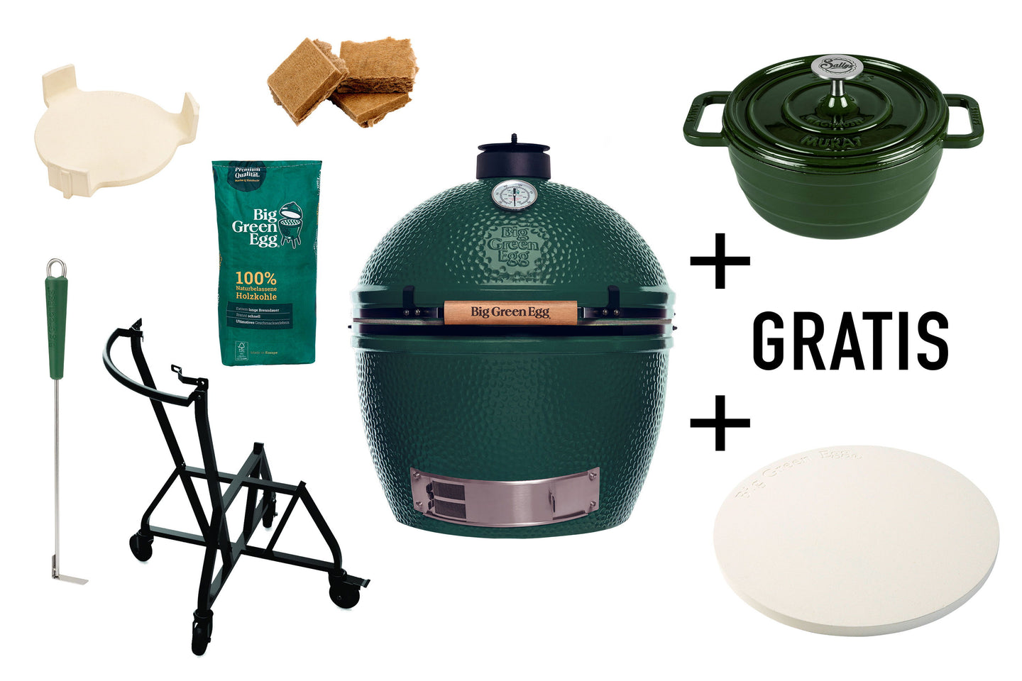 Big Green Egg Starterset XLarge - inklusive Pizzastein und Gusseisentopf