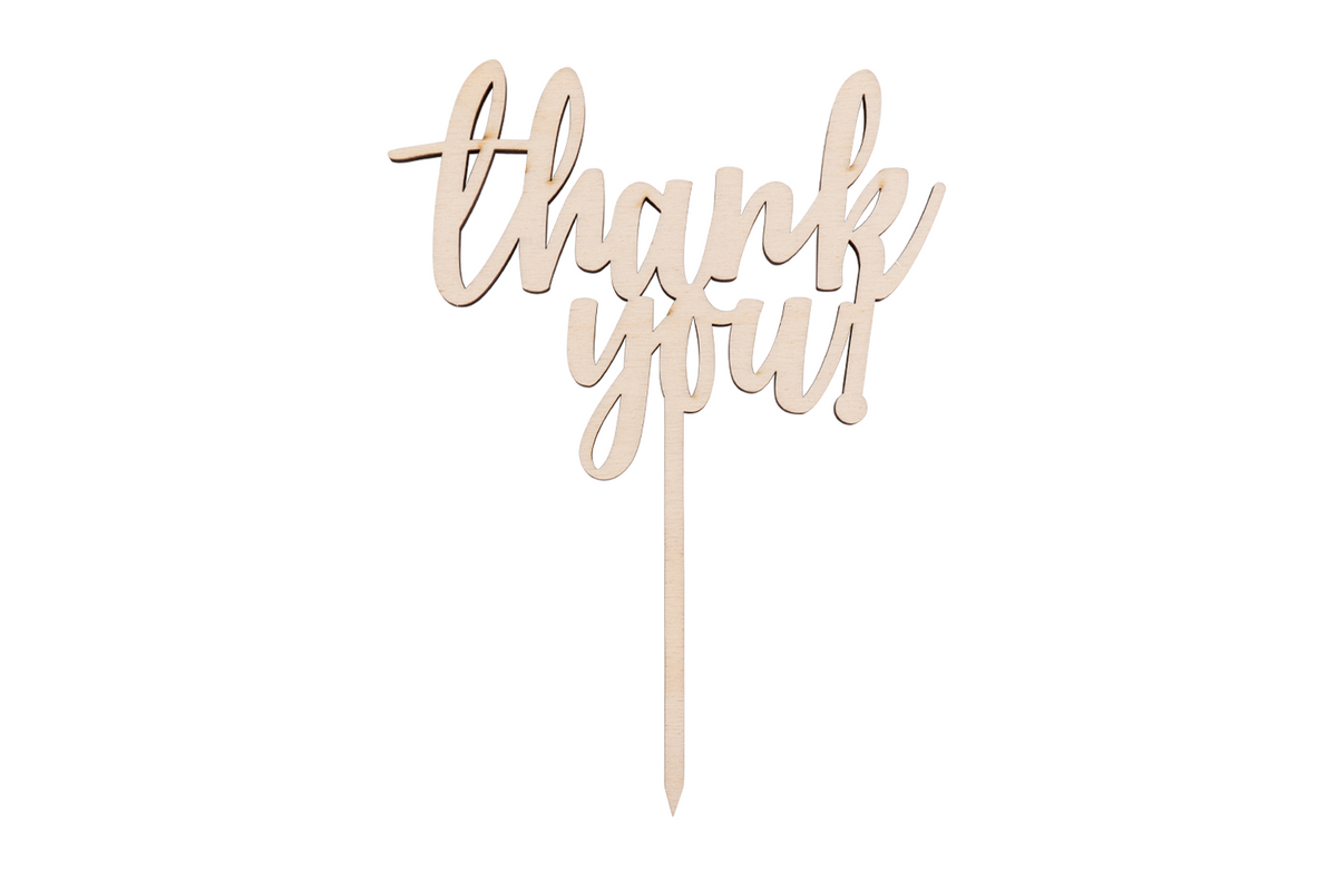 Sallys Cake Topper Sprüche - aus echtem Holz - Thank You
