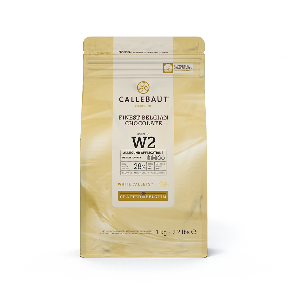 Callebaut Schokolade CALLEBAUT, Receipe No. W2 - Kuvertüre Callets, Weiße Schokolade, 1 x 1000 g
