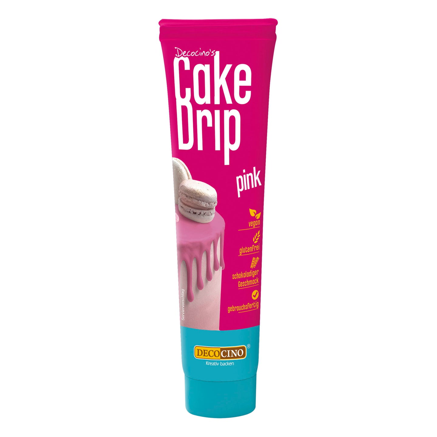 Eine Tube Cake Drip in pink