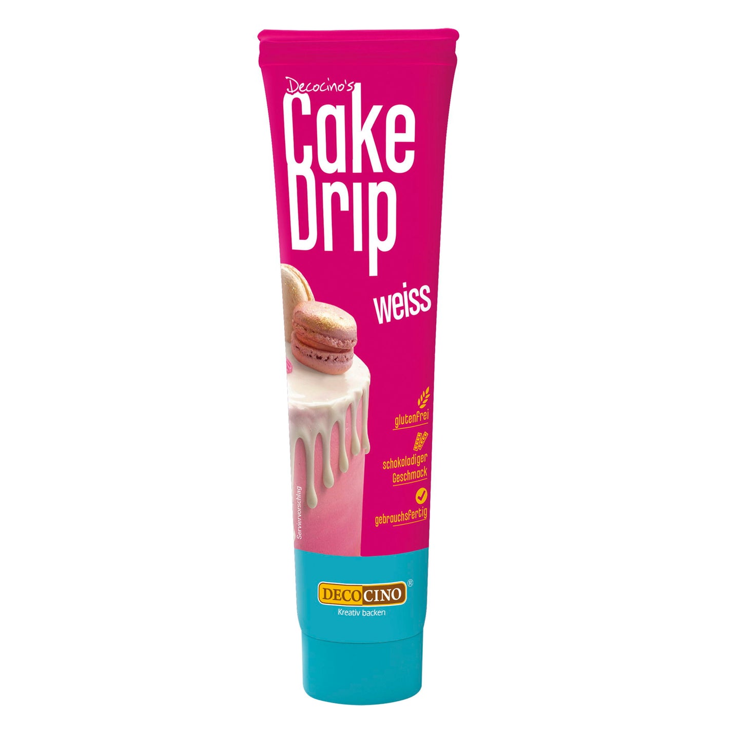 Eine Tube Cake Drip in weiß