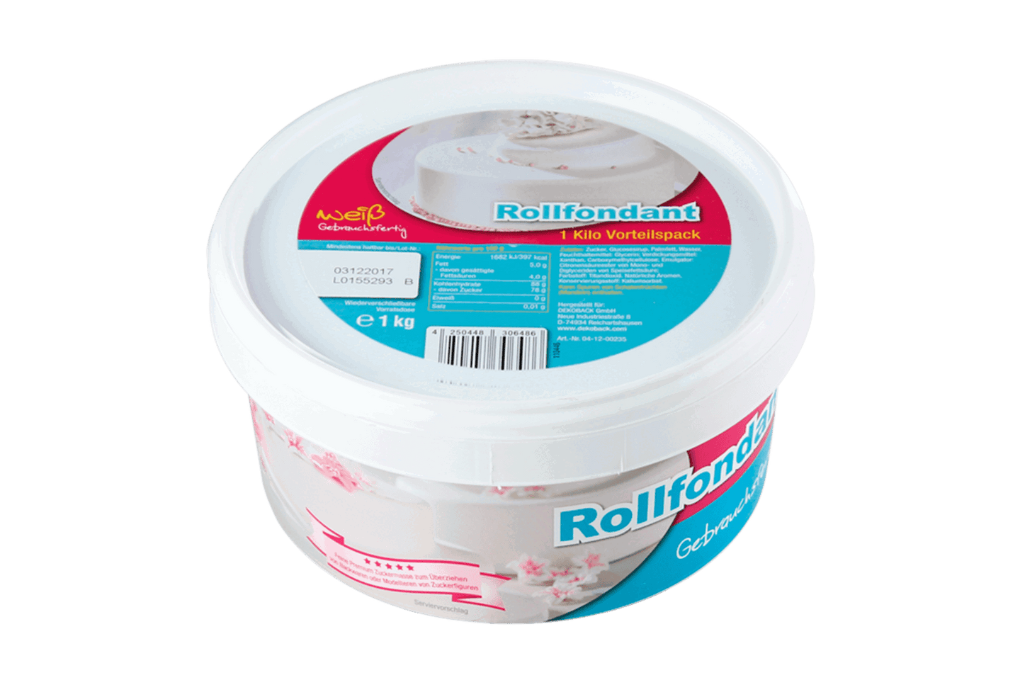 Eine Packung mit 1kg weißem Fondant