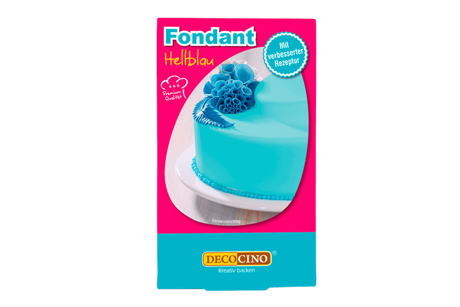 Eine Packung mit Fondant hellblau