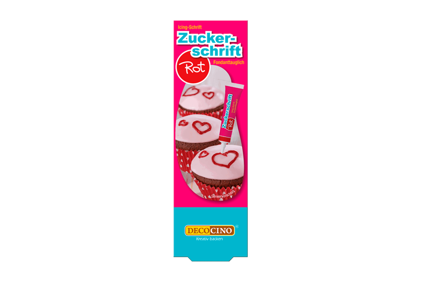 Eine Packung Zuckerschrift rot