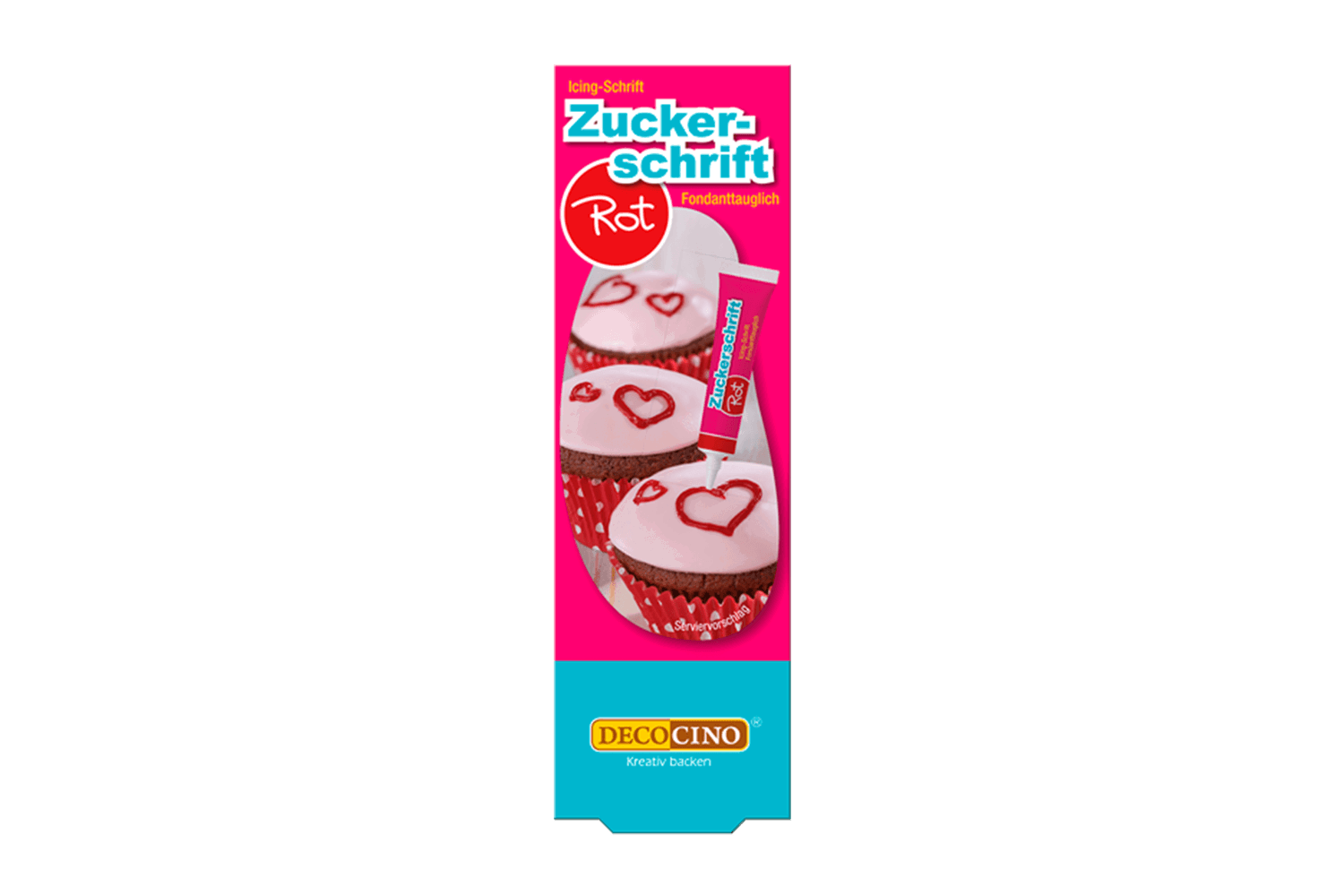 Eine Packung Zuckerschrift rot