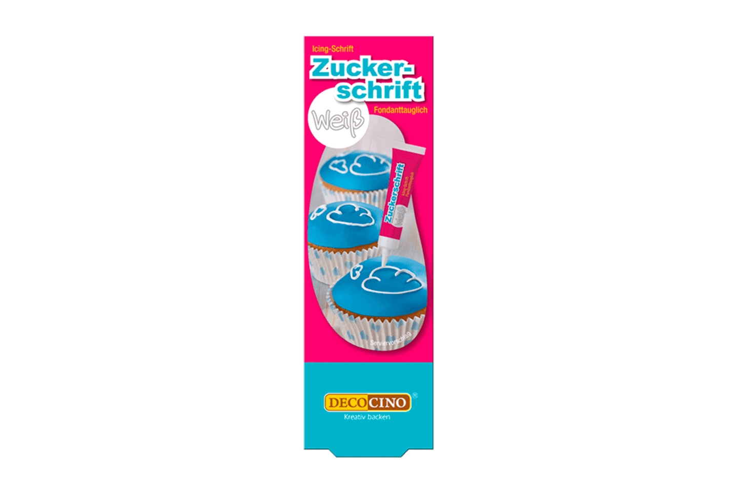 Eine Packung Zuckerschrift weiß