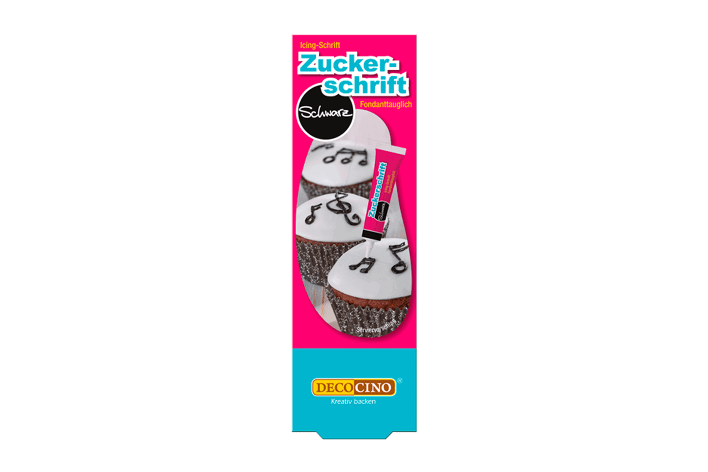 Eine Packung Zuckerschrift schwarz