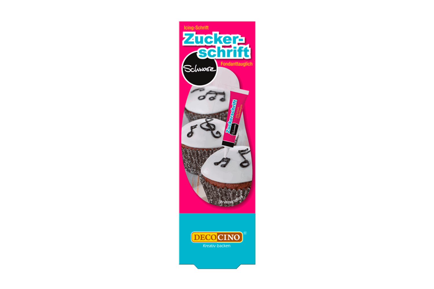 Eine Packung Zuckerschrift schwarz