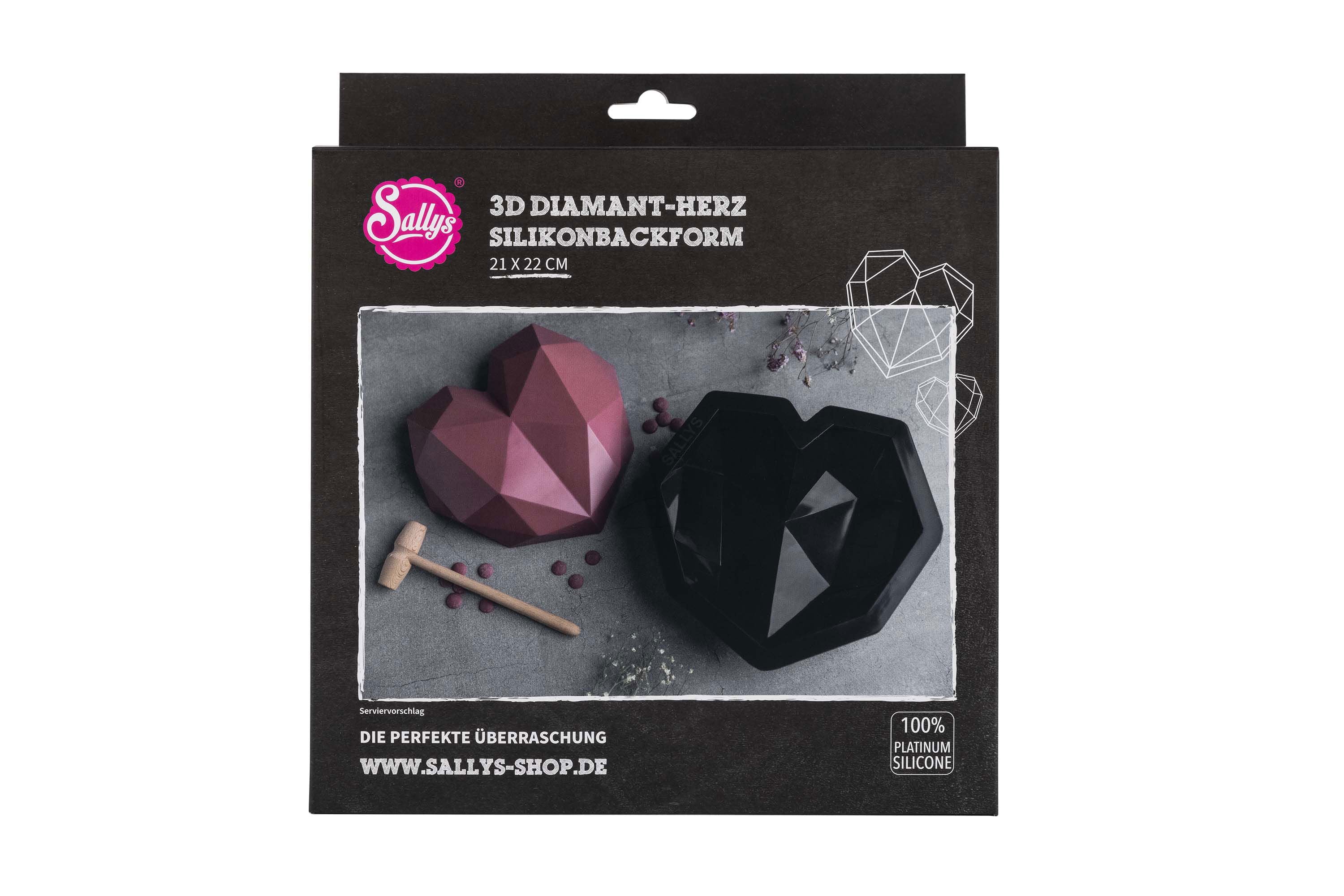 Sallys 3D Diamant-Herz Silikonbackform