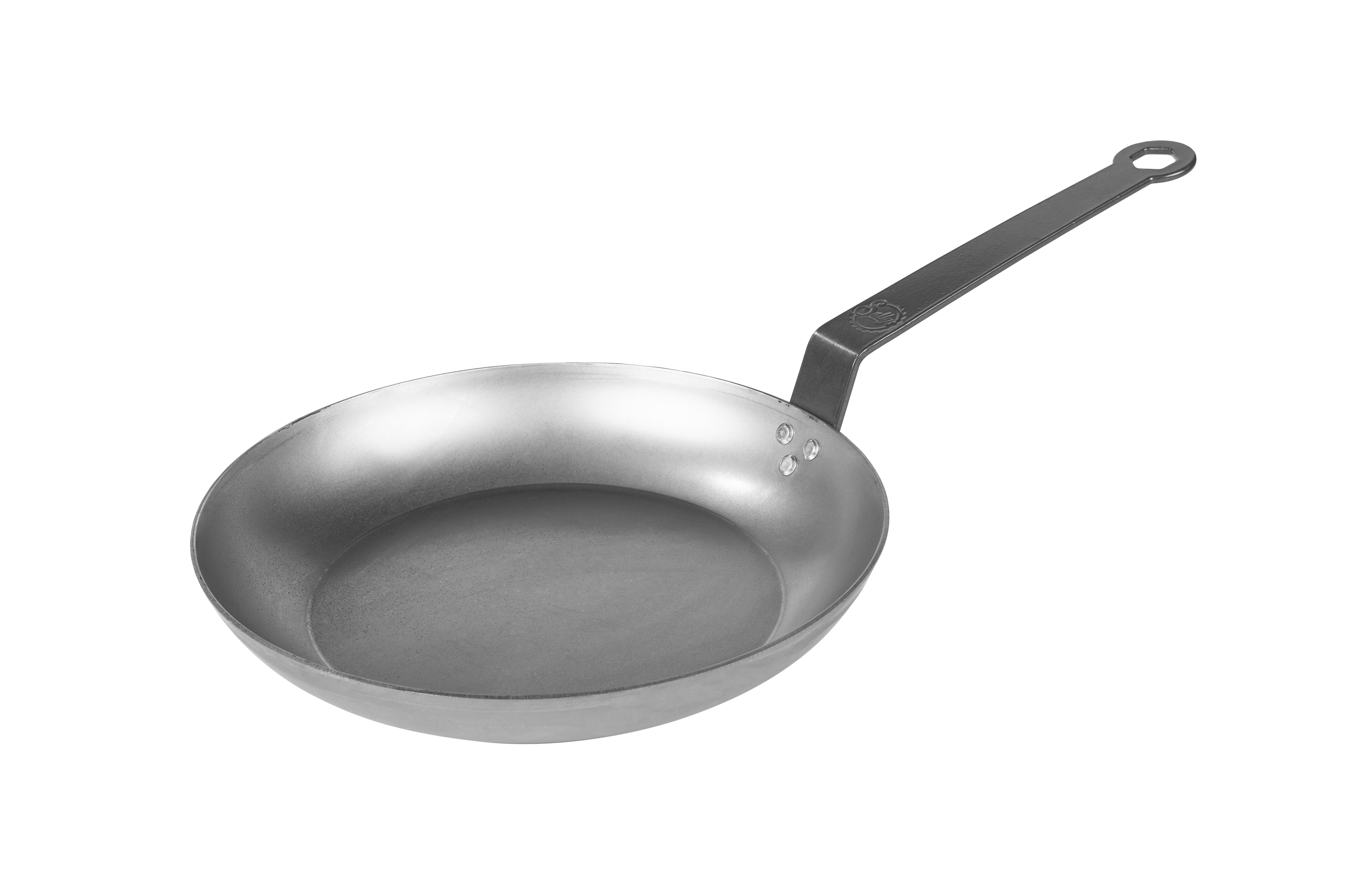 Eine silberne EIsenpfanne