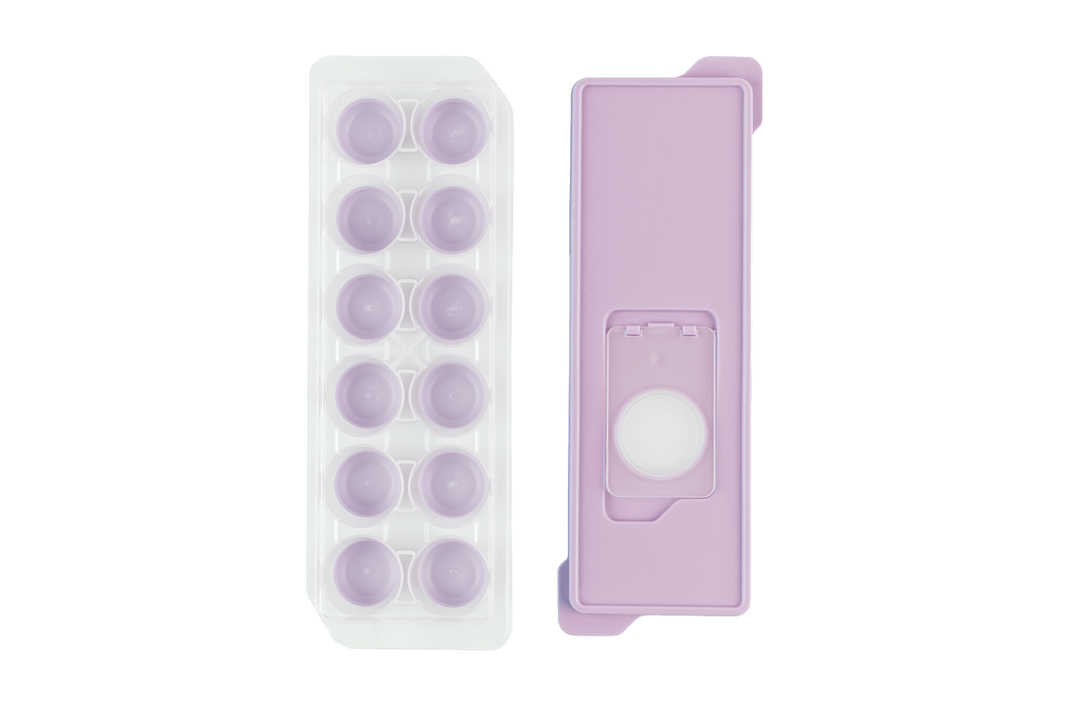 Eine lila Eiswürfelform für runde Eiswürfel