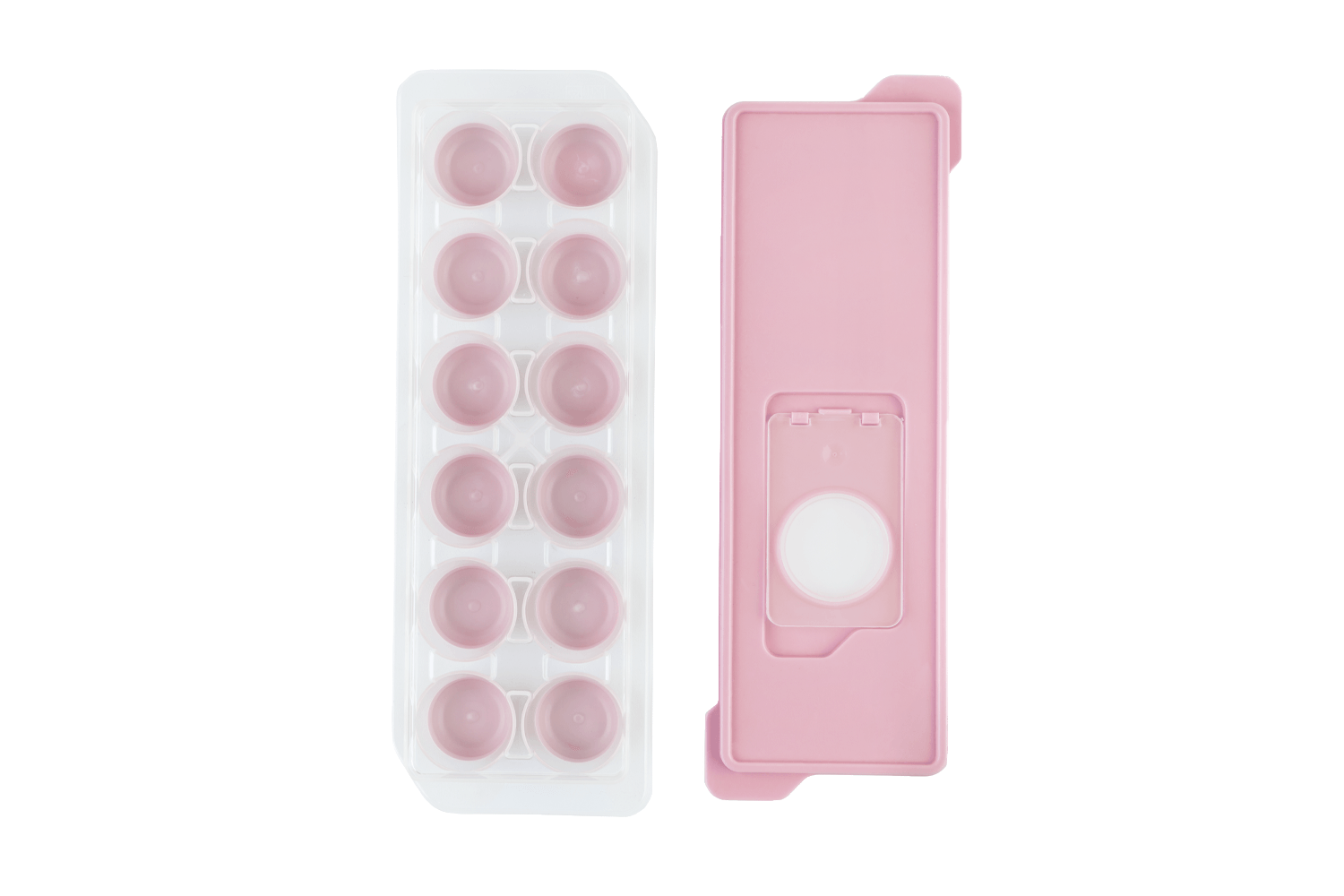 Eine pinke Eiswürfelform für runde Eiswürfel