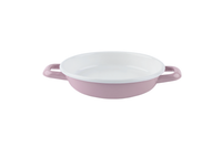 Ein pastellrosa Emaille-Pfännchen
