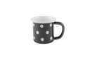 Eine anthrazit-gepunktete Emaille-Tasse