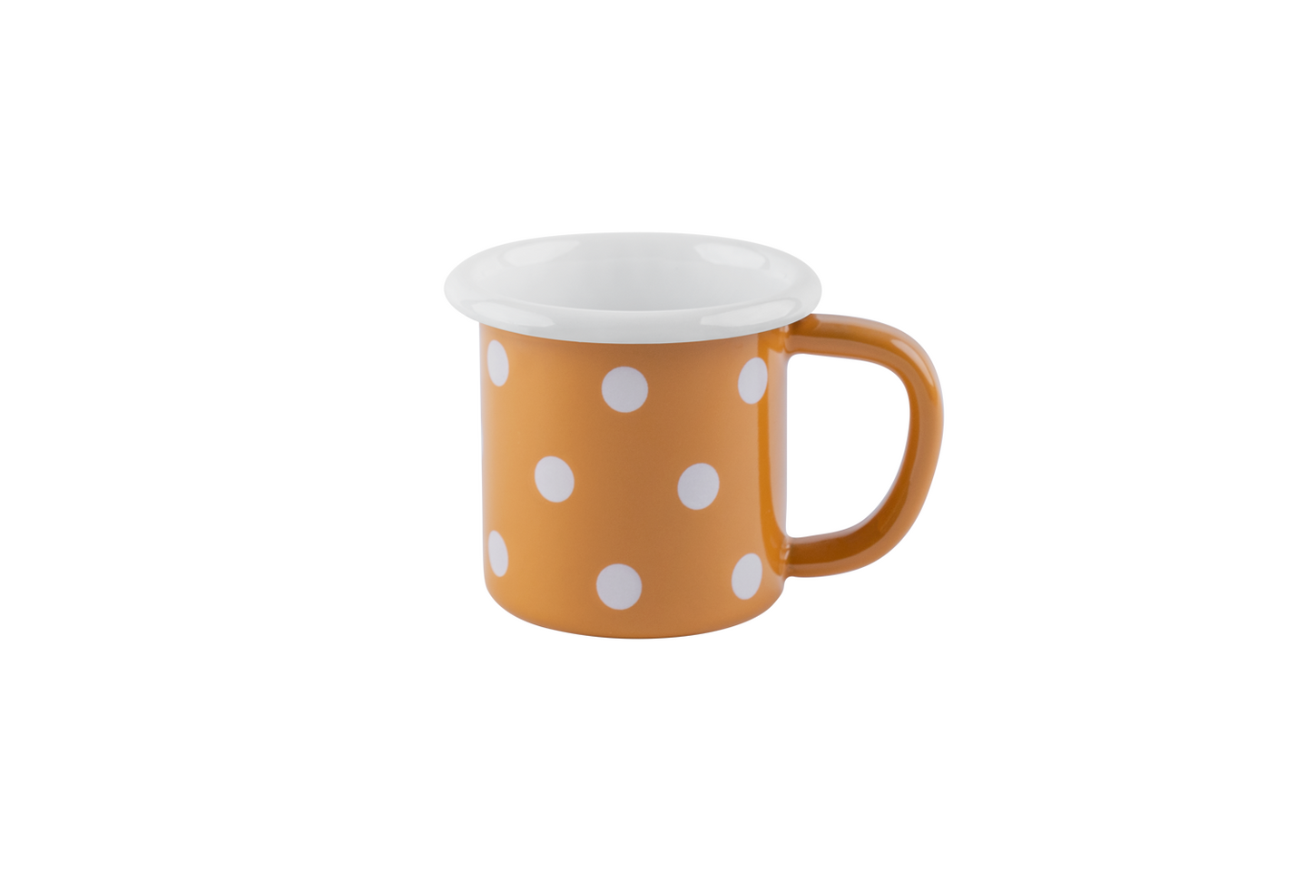 Eine senfgelben Emaille-Tasse