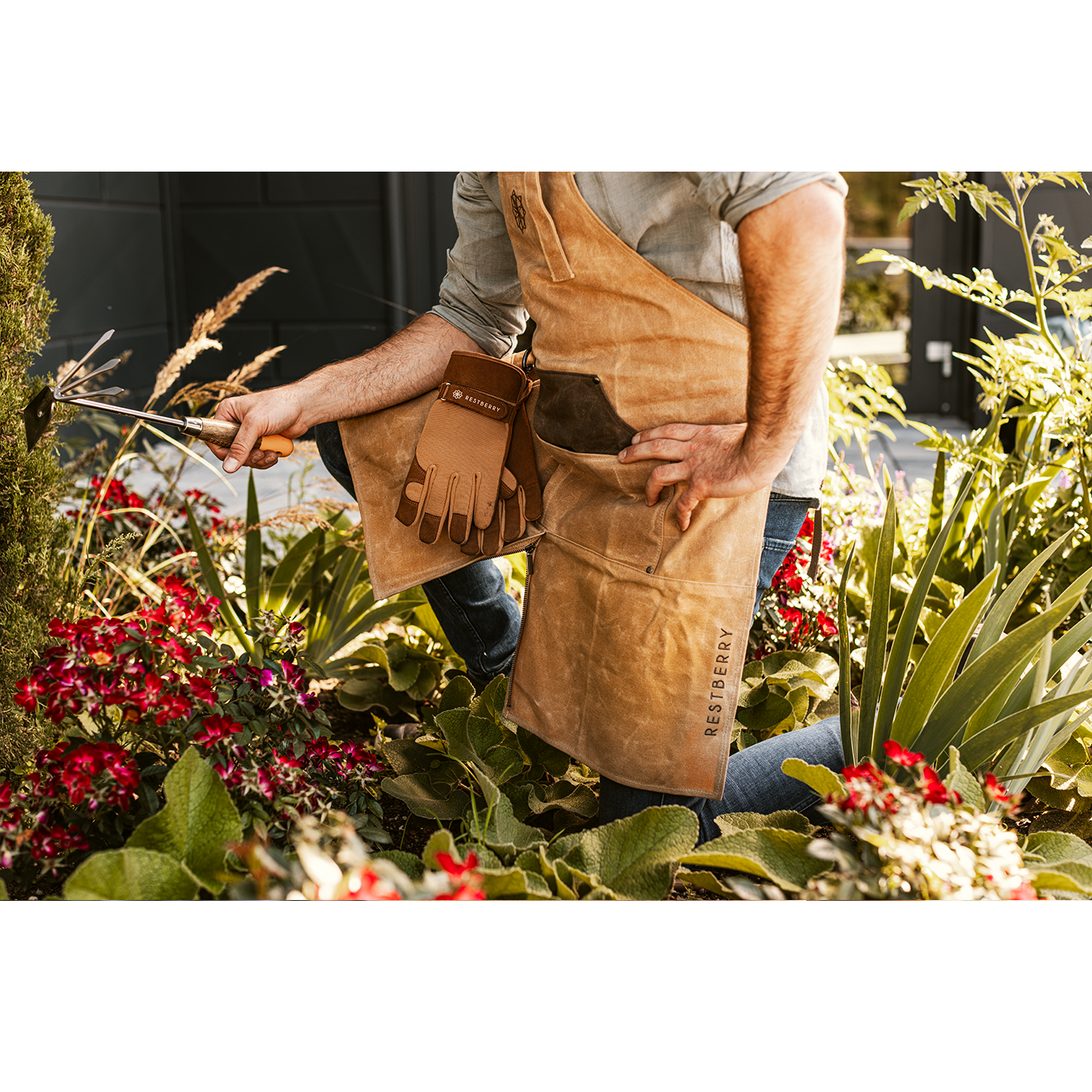 Gartenschürze aus wasserabweisenem gewachstem Canvas-Stoff