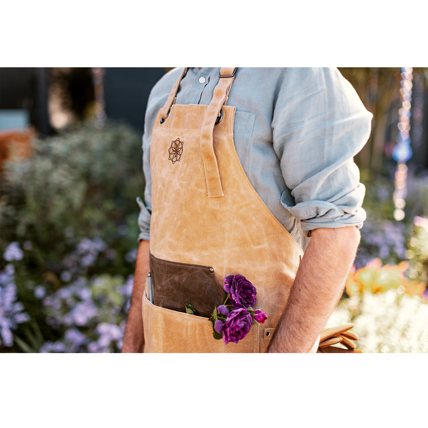 Gartenschürze aus wasserabweisenem gewachstem Canvas-Stoff