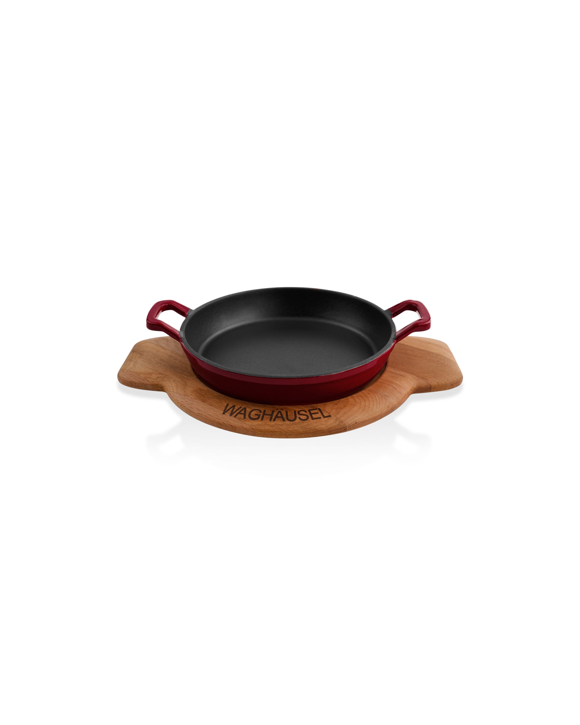 Sallys Gusseisen - Servierpfanne rund Ø 20 cm - mit Echtholzuntersetzer