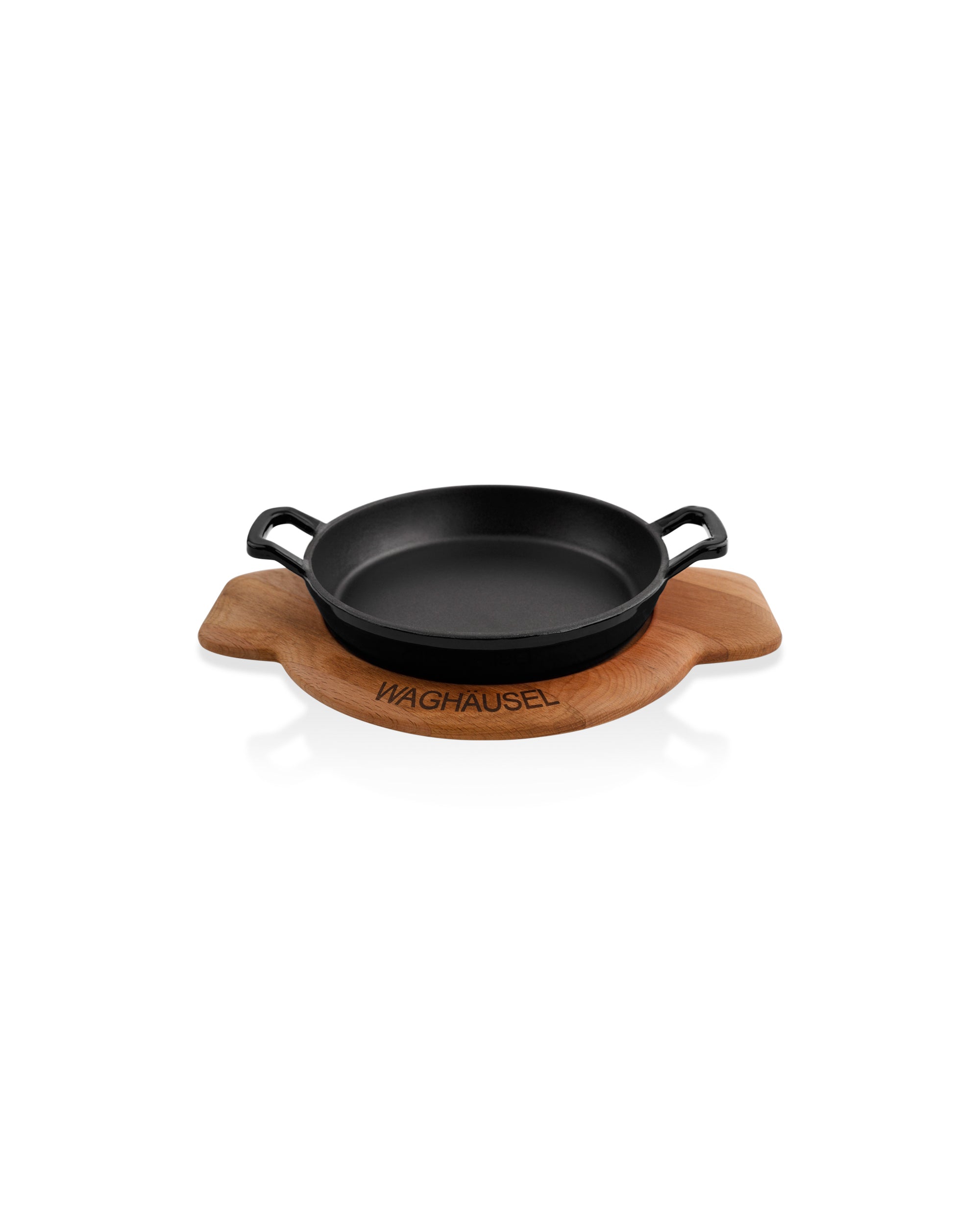 Sallys Gusseisen - Servierpfanne rund Ø 20 cm - mit Echtholzuntersetzer