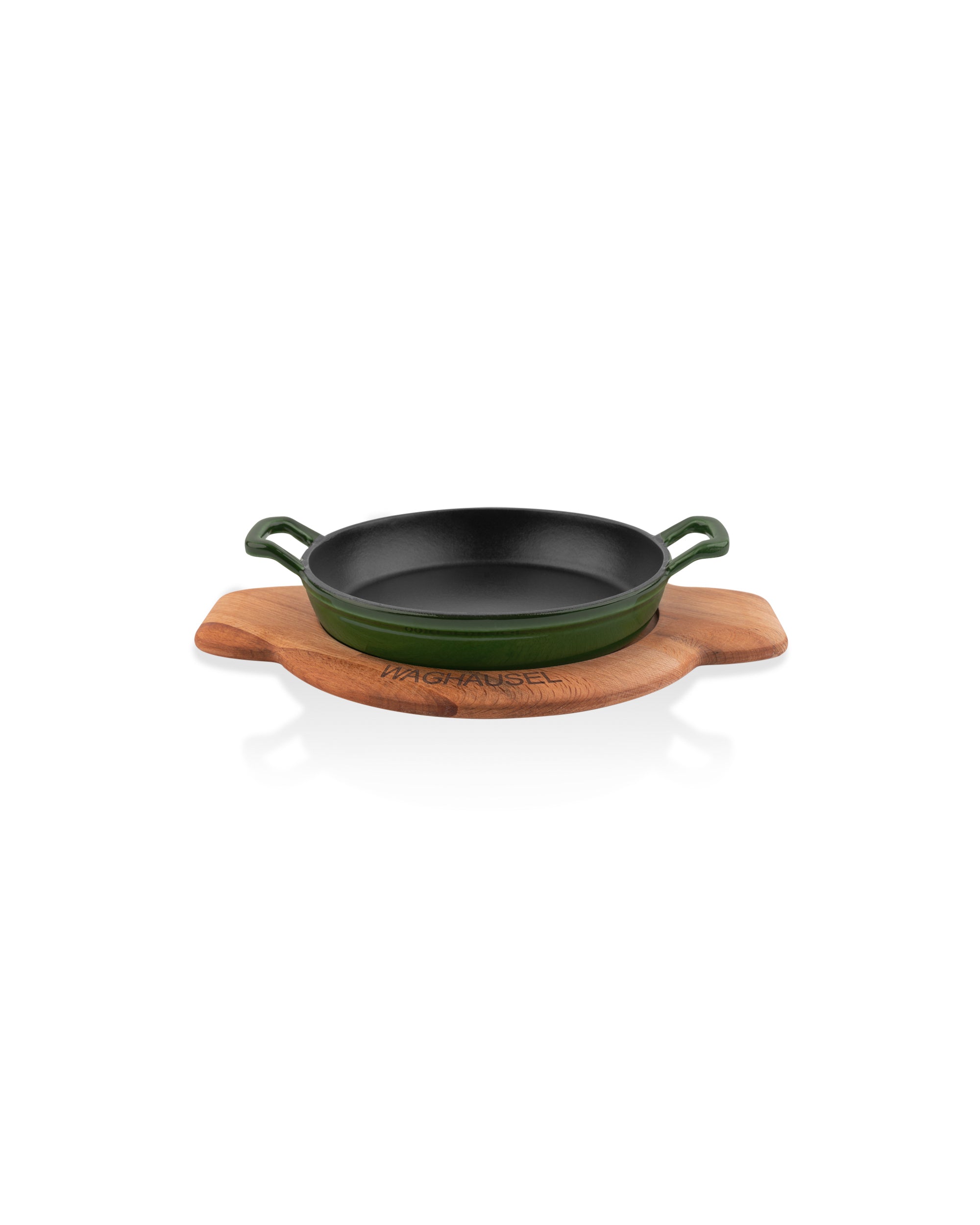 Sallys Gusseisen - Servierpfanne rund Ø 20 cm - mit Echtholzuntersetzer
