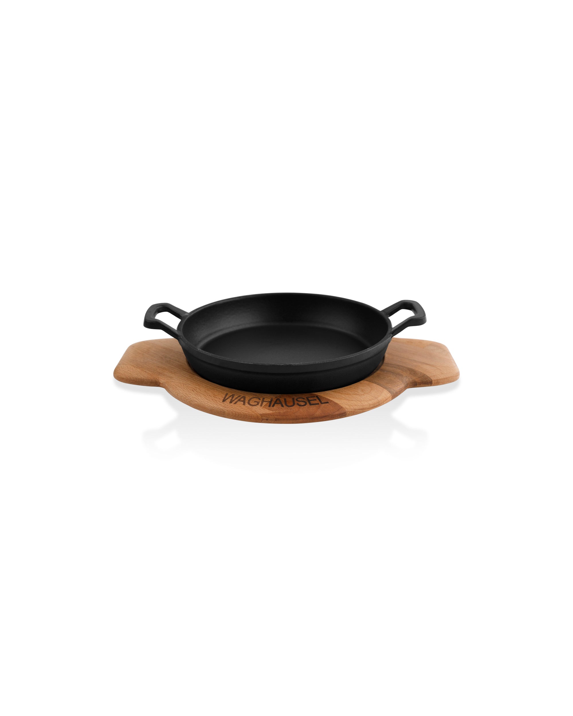 Sallys Gusseisen - Servierpfanne rund Ø 20 cm - mit Echtholzuntersetzer