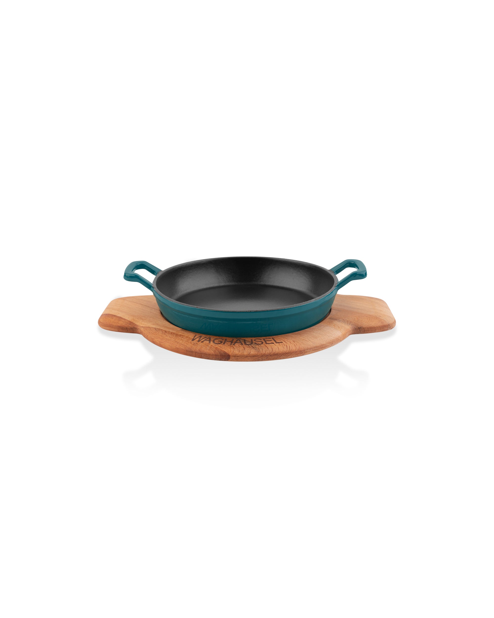 Sallys Gusseisen - Servierpfanne rund Ø 20 cm - mit Echtholzuntersetzer