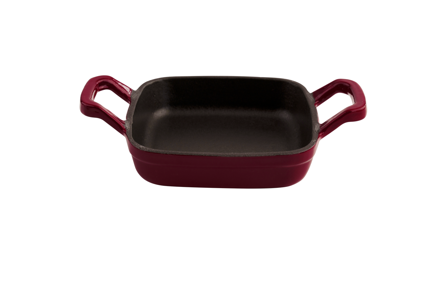 Eine bordeauxrote Henkelpfanne