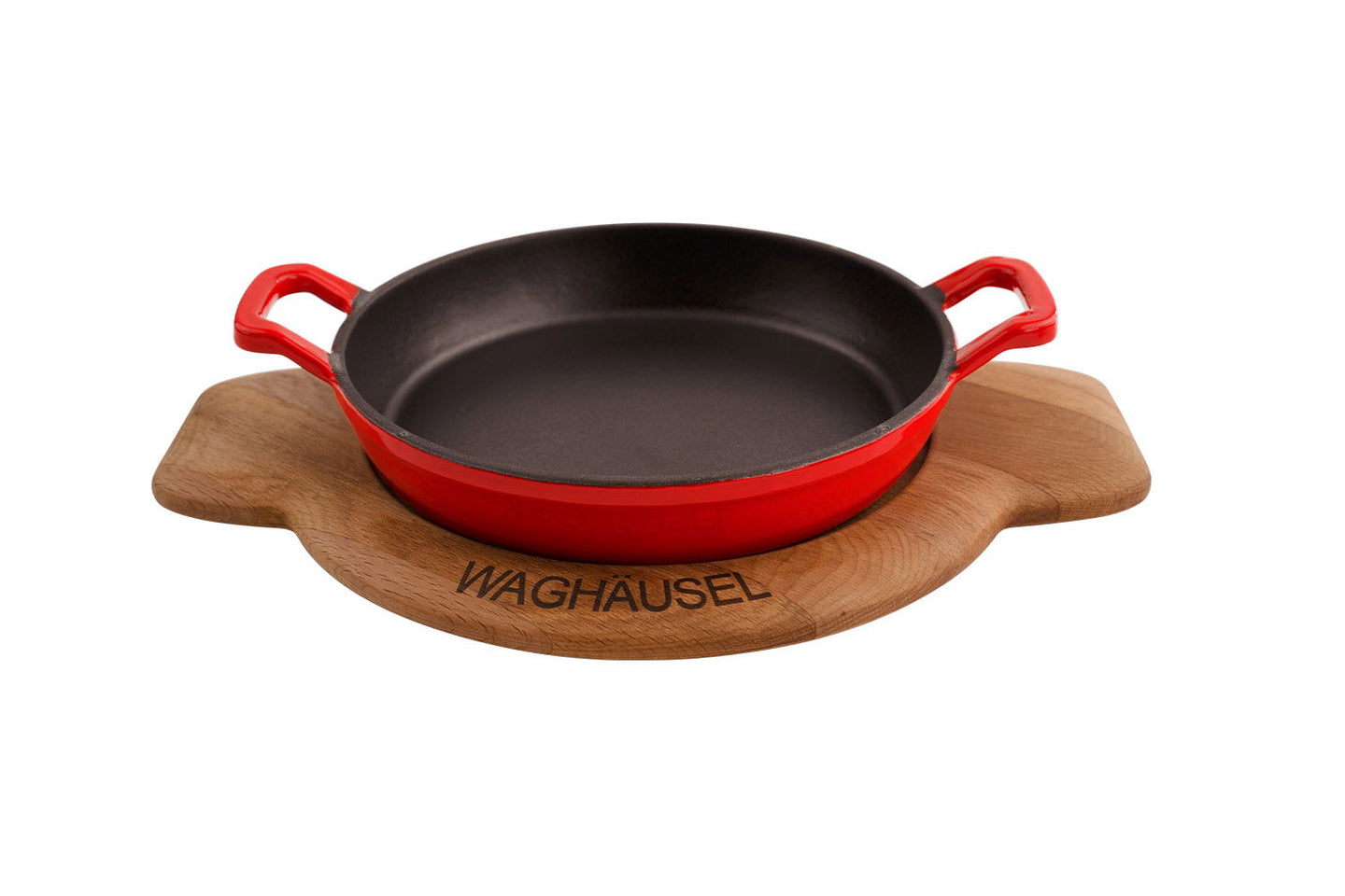 Sallys Gusseisen - Servierpfanne rund Ø 20 cm - mit Echtholzuntersetzer