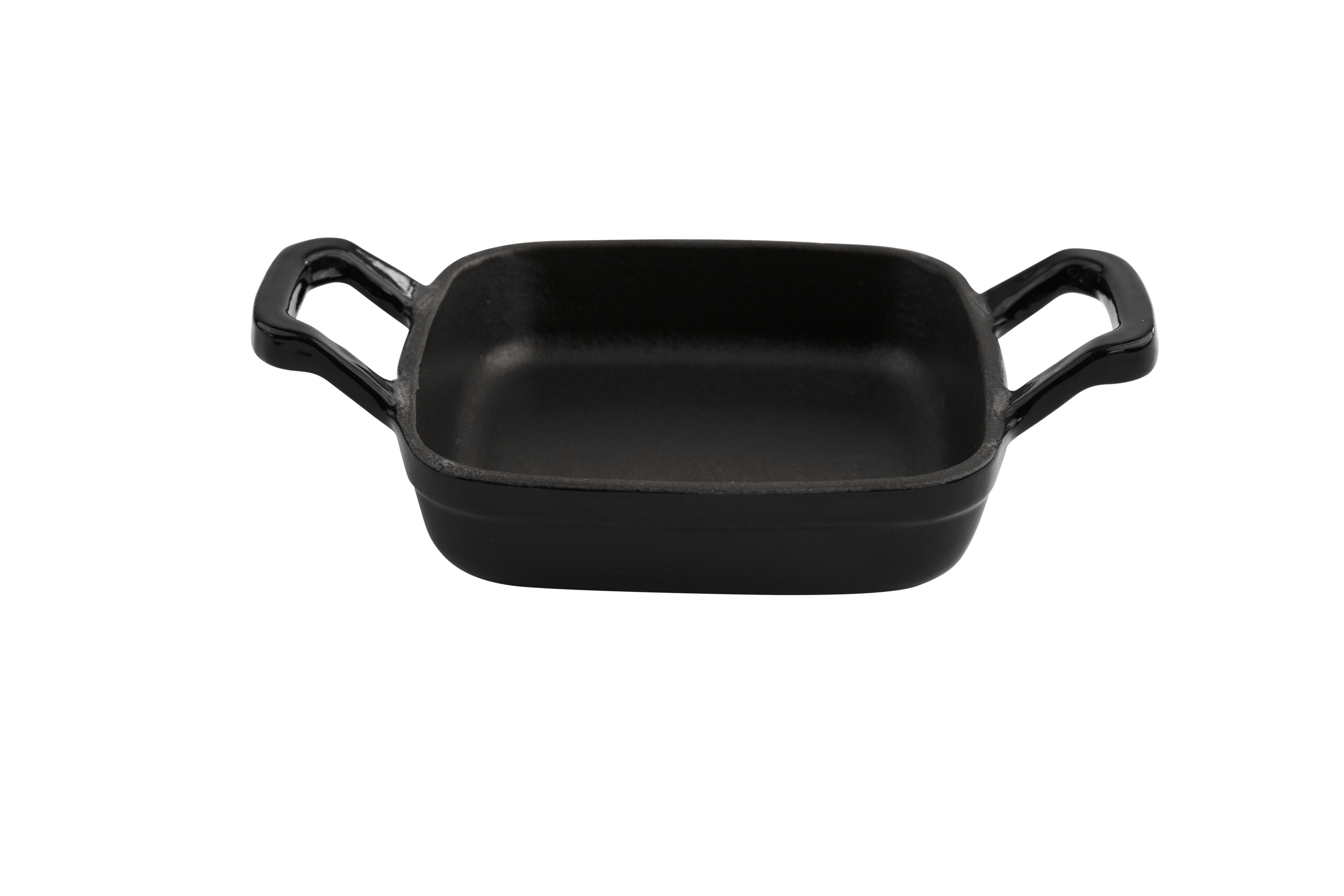 Eine schwarze Gusseisenpfanne mit Henkeln