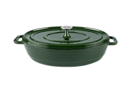 Ein Gusseisentopf in der Farbe huntergreen