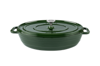 Ein Gusseisentopf in der Farbe huntergreen