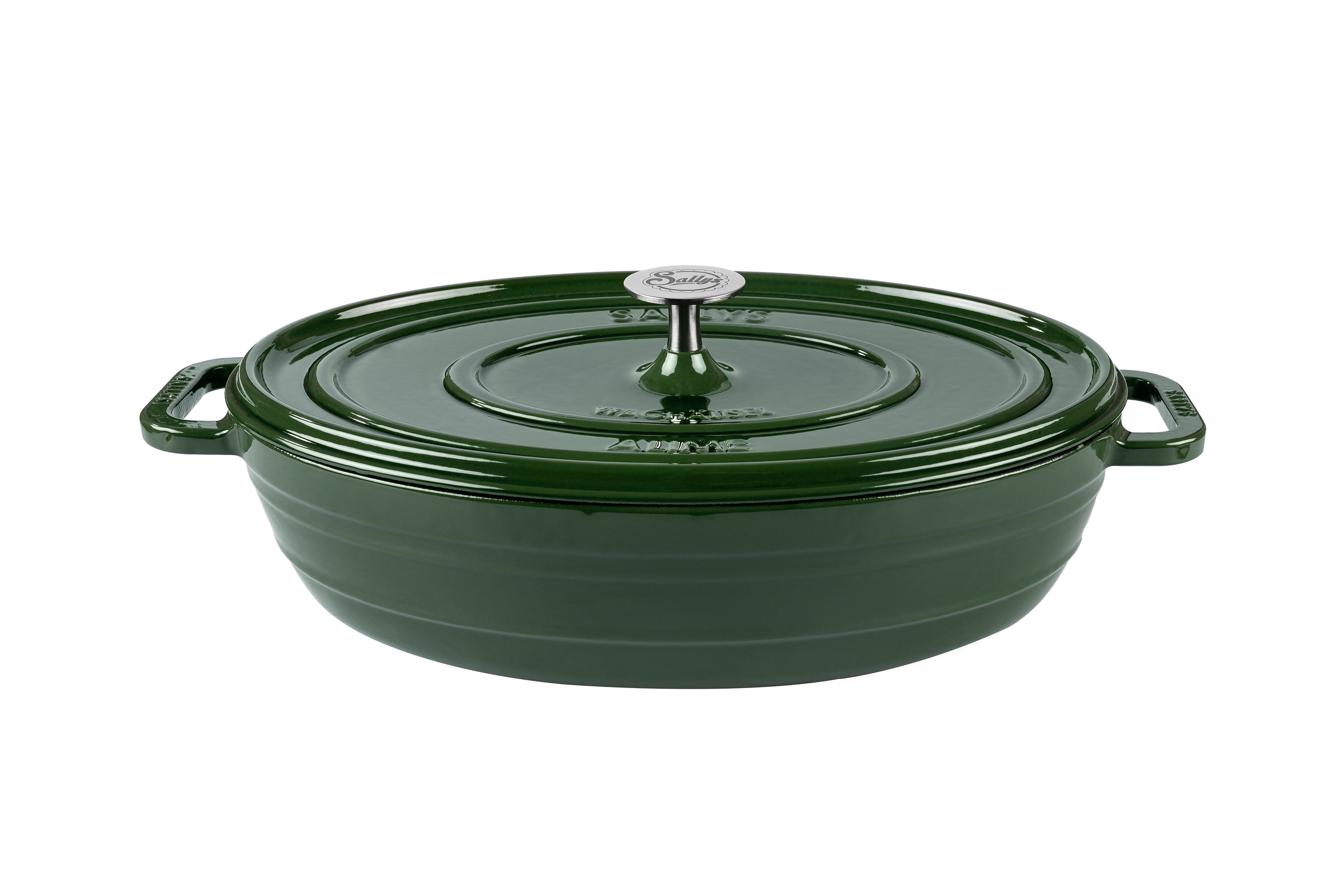 Ein Gusseisentopf in der Farbe huntergreen