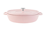 Ein Gusseisentopf in der Farbe rosa