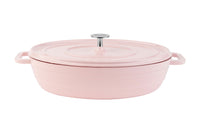Ein Gusseisentopf in der Farbe rosa