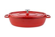 Ein roter Gusseisentopf