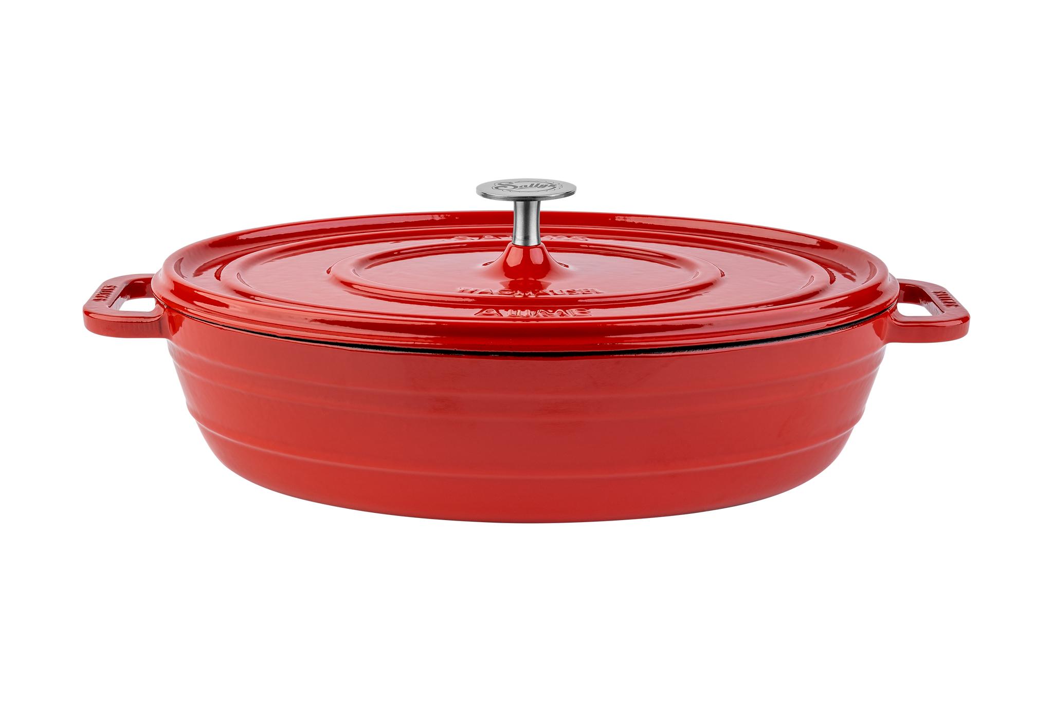 Ein roter Gusseisentopf