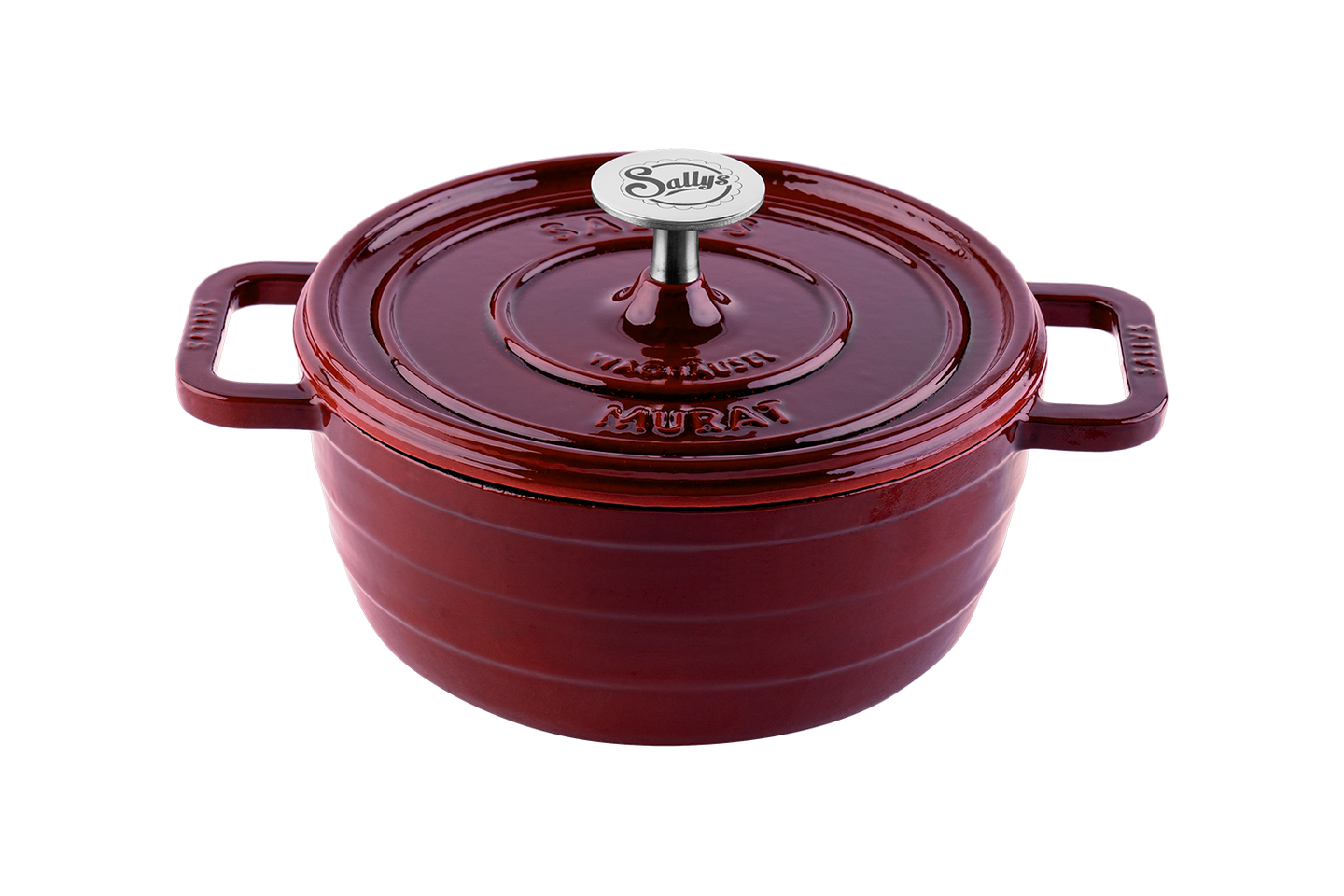 Ein bordeauxroter Gusseisentopf