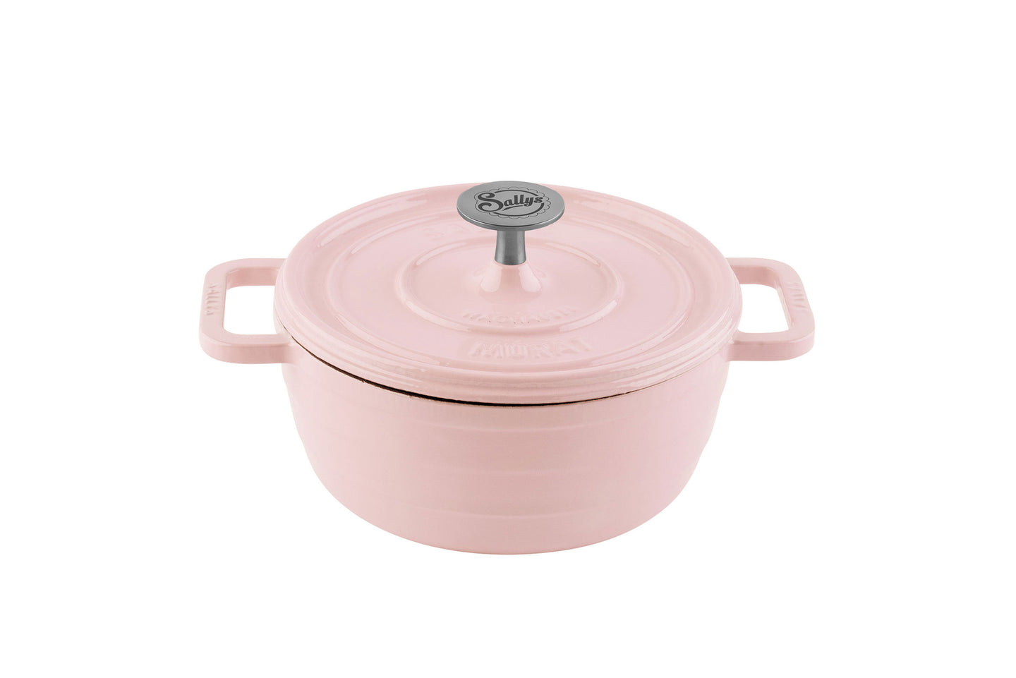 Ein Gusseisentopf in der Farbe rosa