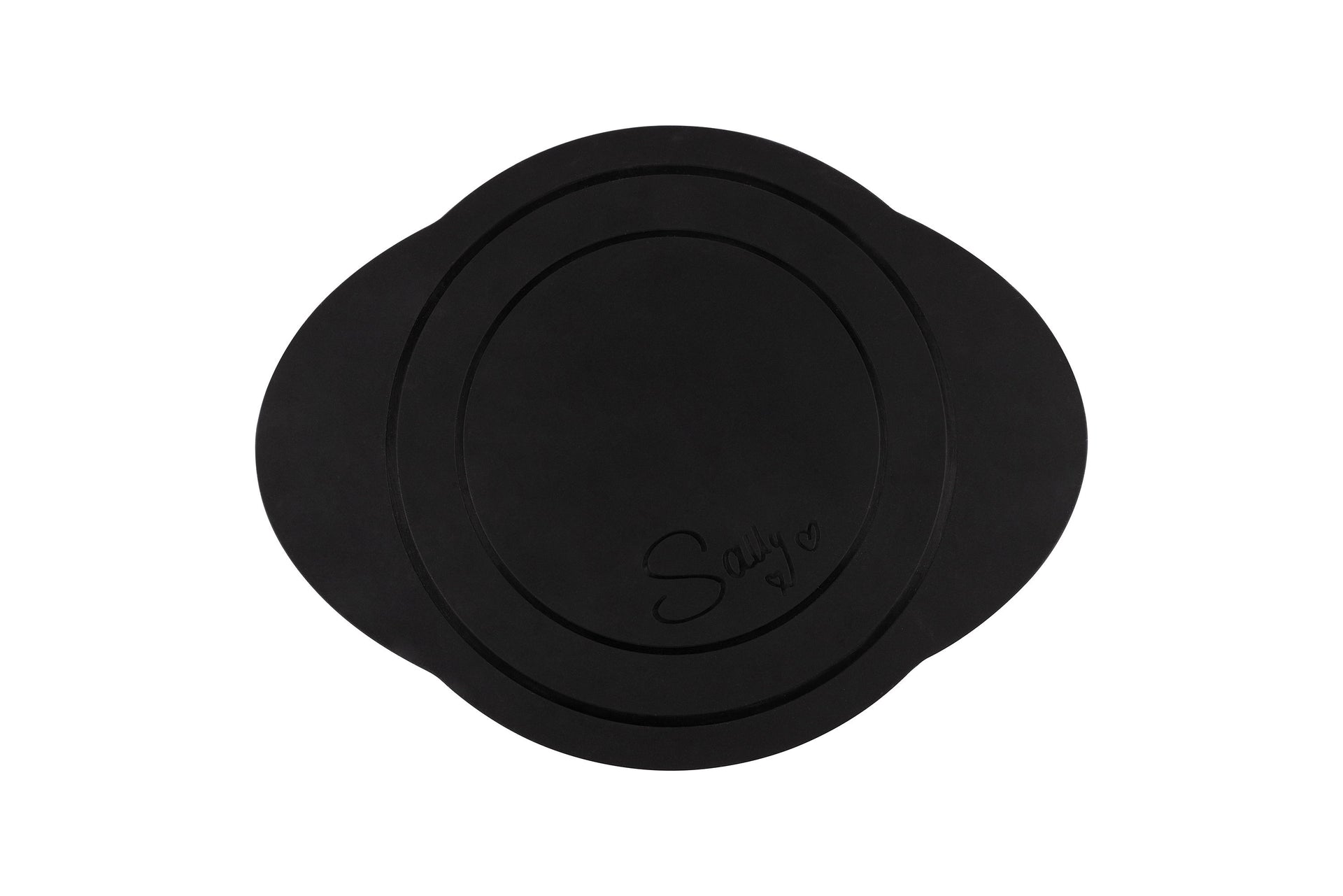 Eine ovale, schwarze Induktionsmatte