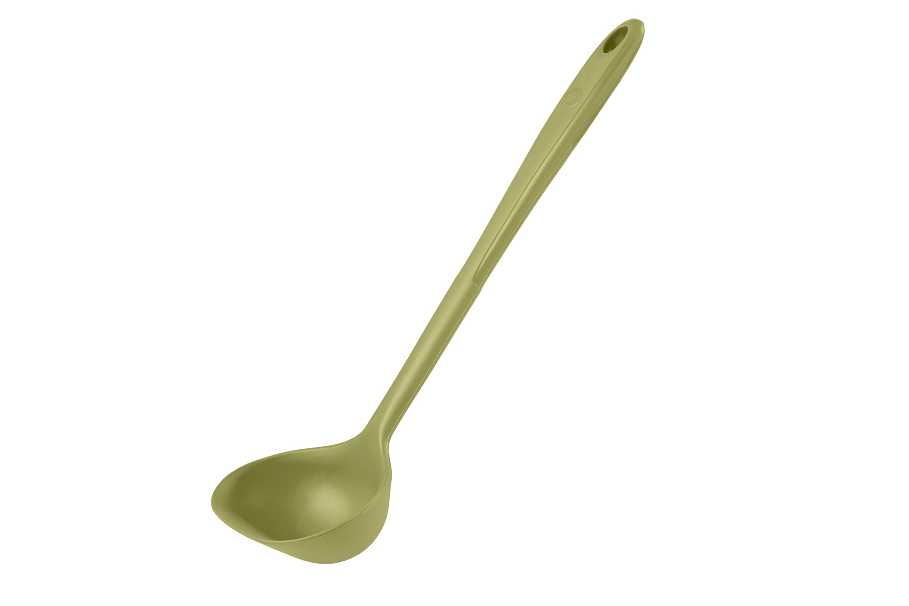 Eine Schöpfkelle in der Farbe olive