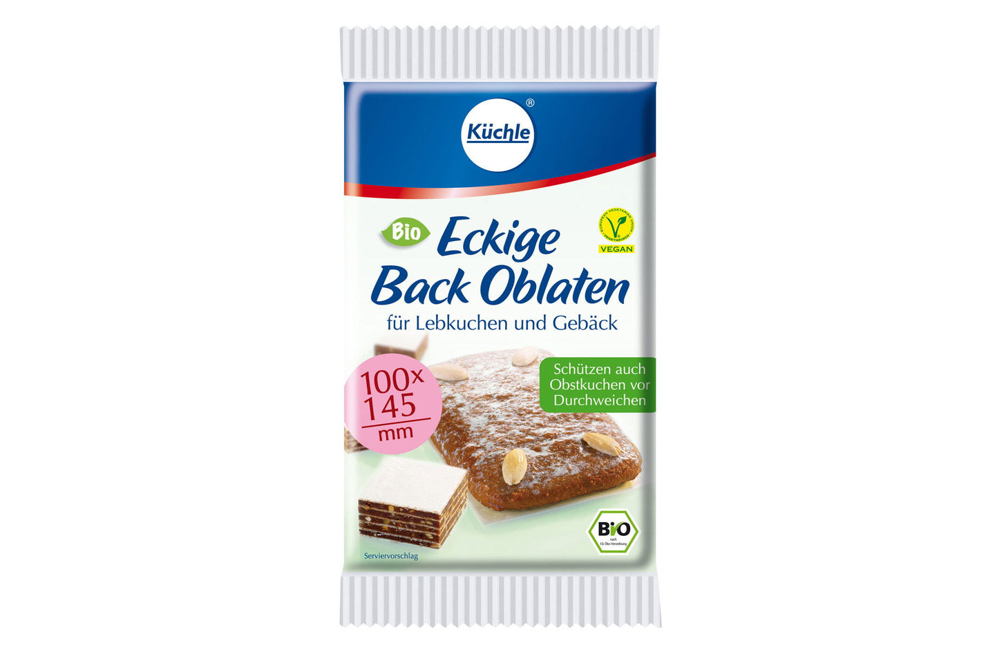 Eine Packung eckige Backoblaten