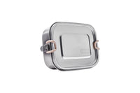 edelstahl lunchbox klein freisteller schräge ansicht geschlossener deckel