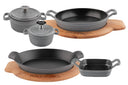 Ein Set aus 5 Gusseisenprodukten in der Farbe smokeygrey