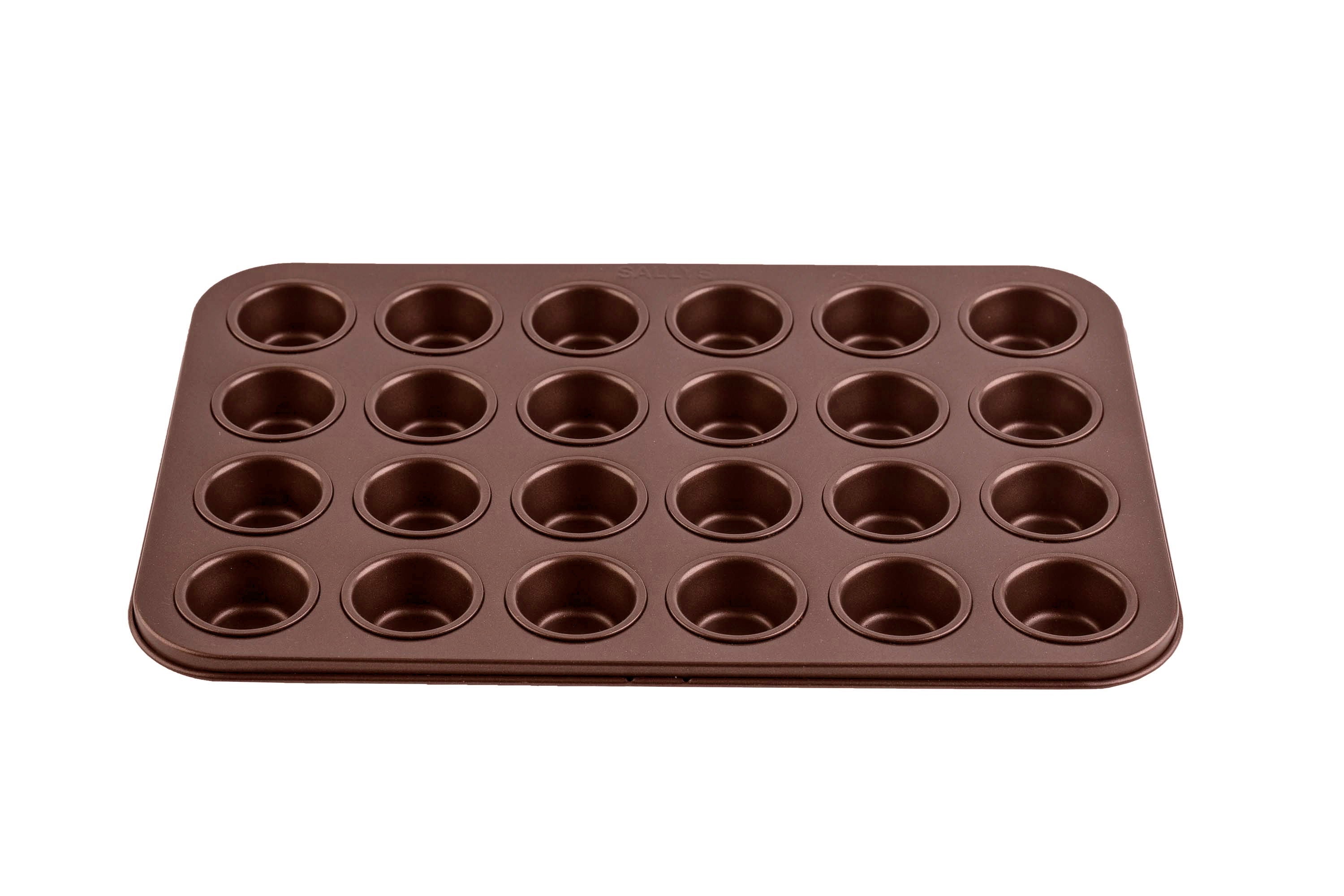 Eine kupferfarbene Mini Muffinform